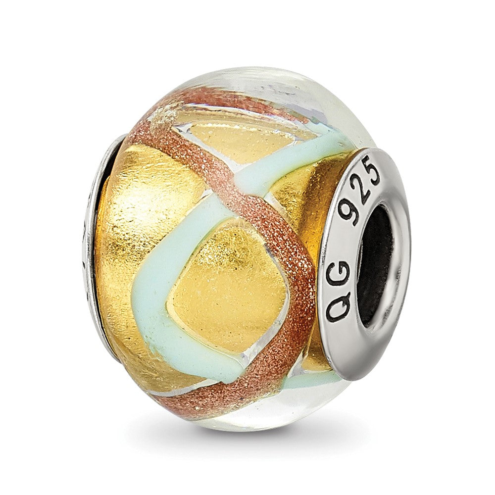 Sterling Silver Reflections Yellow/Gold/Blue Italian Murano Bead