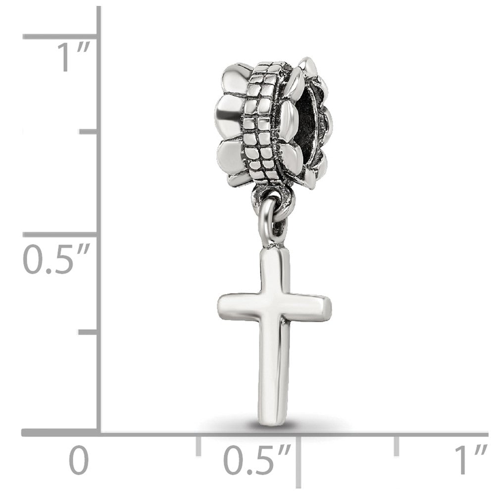 Sterling Silver Reflections Plain Cross Dangle Bead