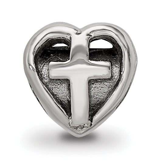 Sterling Silver Reflections Kids Heart w/Cross Bead Size: 6.36MM X 6.36MM
