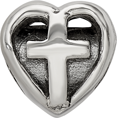 Sterling Silver Reflections Kids Heart w/Cross Bead Size: 6.36MM X 6.36MM