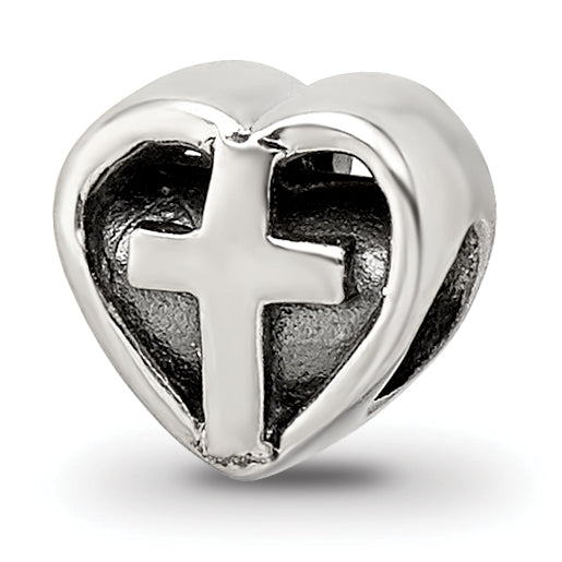 Sterling Silver Reflections Kids Heart w/Cross Bead Size: 6.36MM X 6.36MM