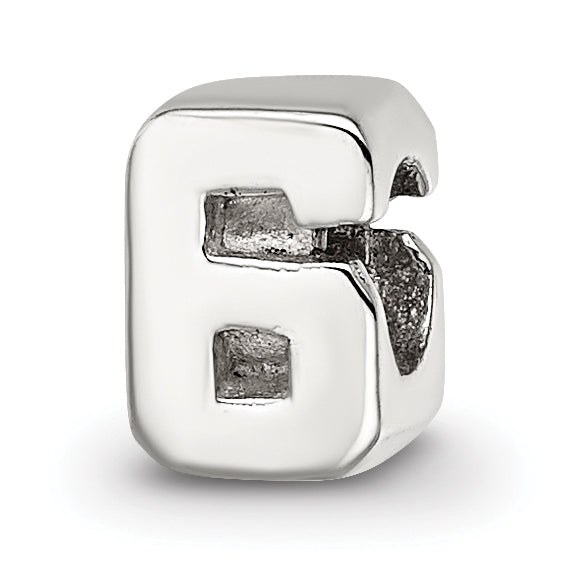 Sterling Silver Reflections Kids Number 6 Bead Size: 6.36MM X 5.45MM