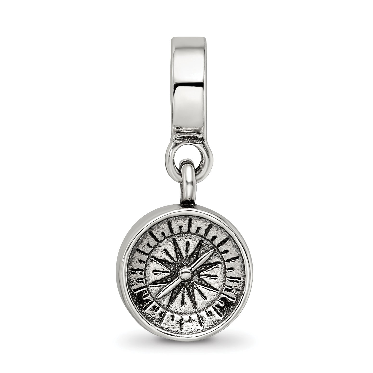 Sterling Silver Reflections Compass Dangle Bead Size: 22.73MM X 10MM