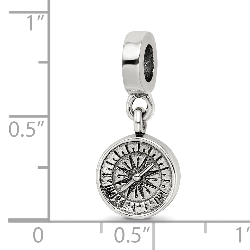 Sterling Silver Reflections Compass Dangle Bead Size: 22.73MM X 10MM