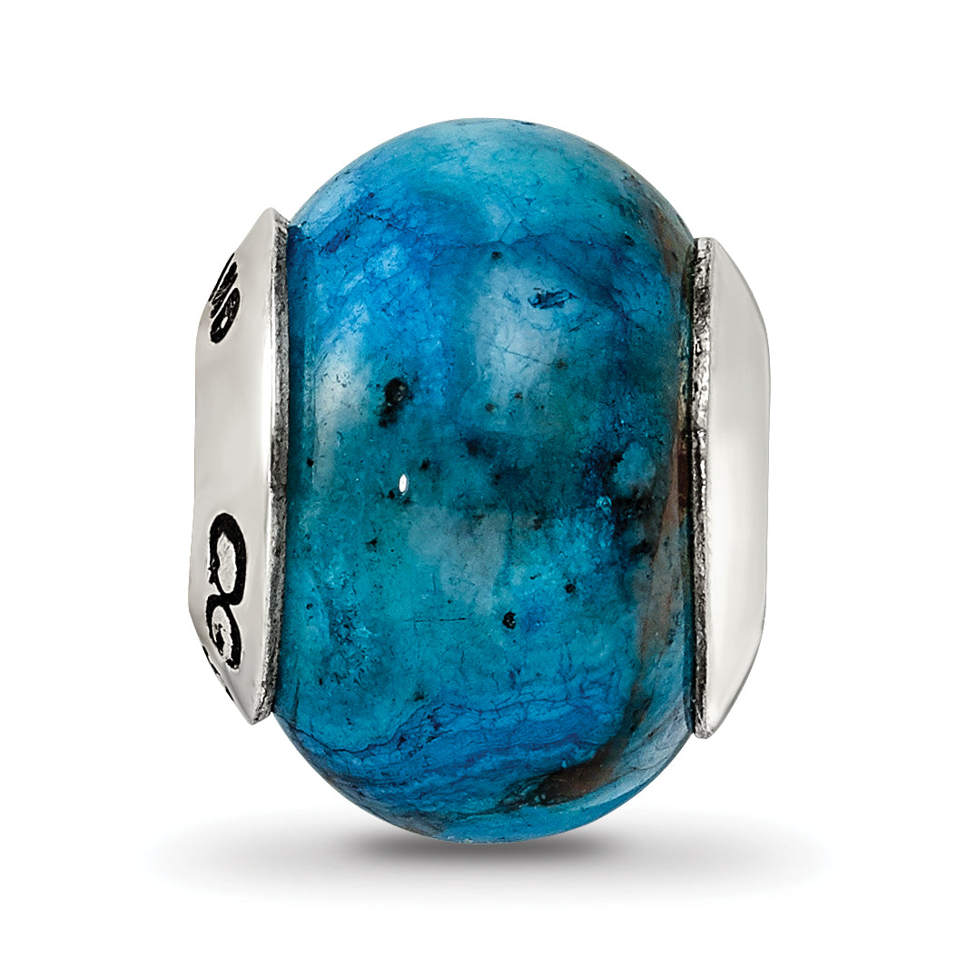 Sterling Silver Reflections Blue Crazy Lace Agate Stone Bead Size: 12.73MM X 10.91MM