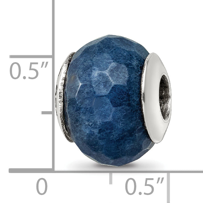 Sterling Silver Reflections Dark Blue Quartz Stone Bead Size: 13.64MM X 10.91MM
