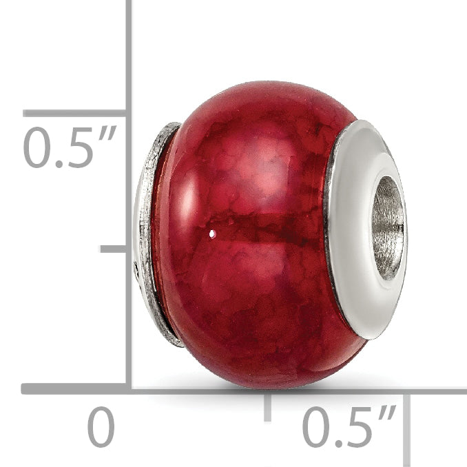 Sterling Silver Reflections Fuschia Cracked Agate Stone Bead Size: 13.64MM X 11.82MM