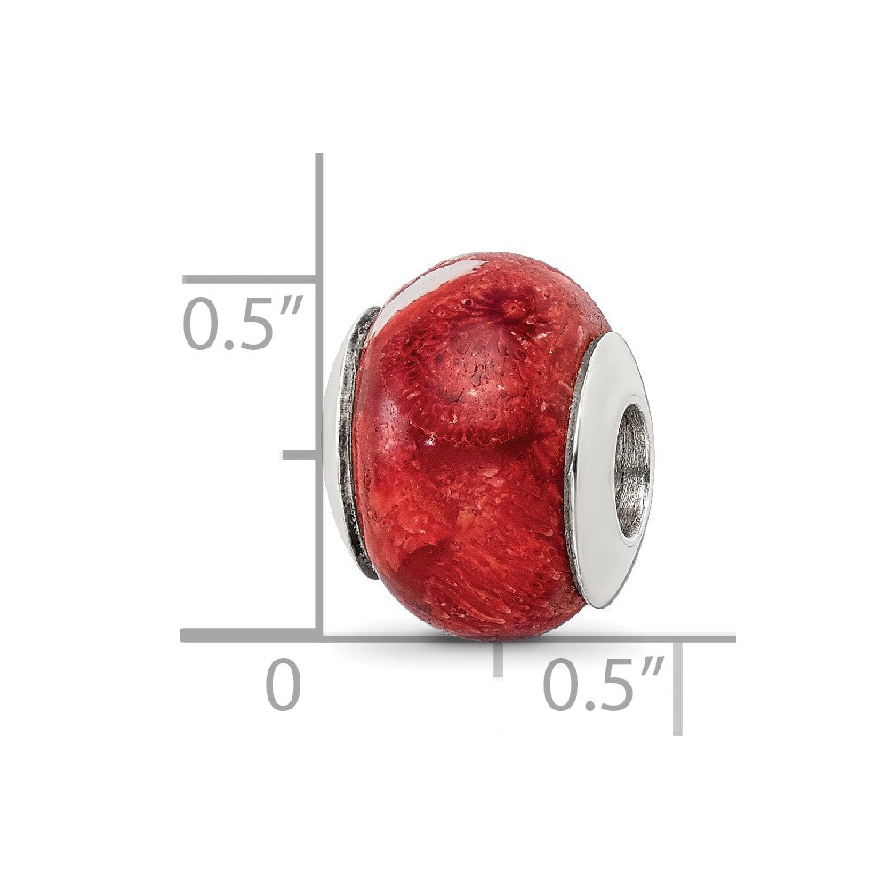Sterling Silver Reflections Bamboo Coral Stone Bead
