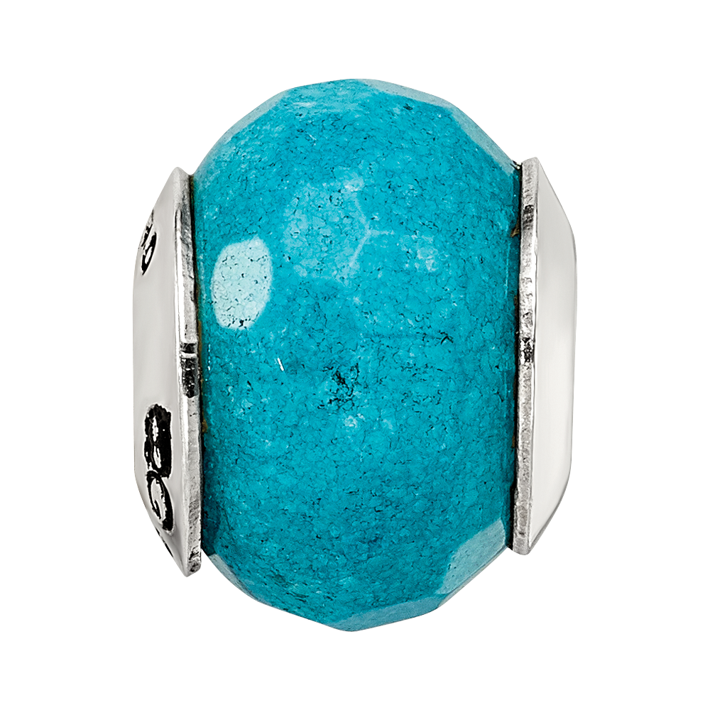 Sterling Silver Reflections Faceted Blue Quartz Stone Bead