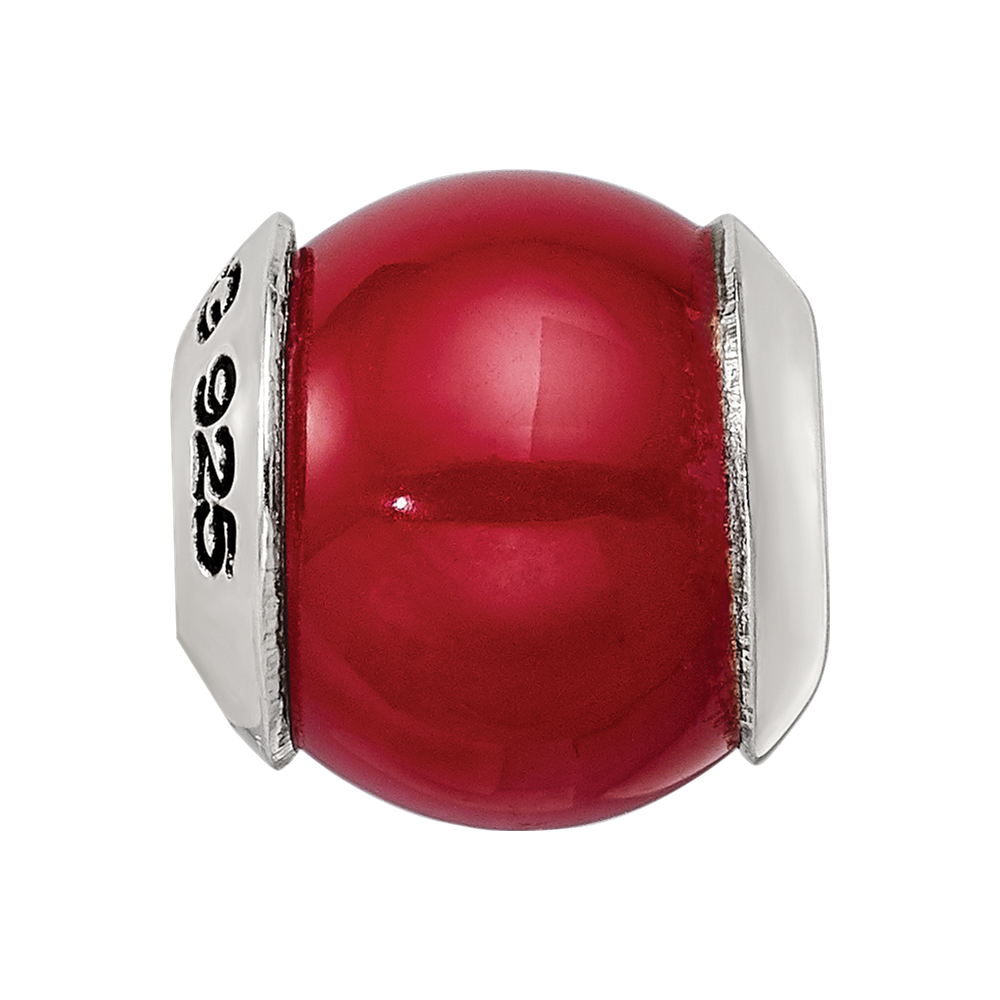 Sterling Silver Reflections Red Quartz Stone Bead