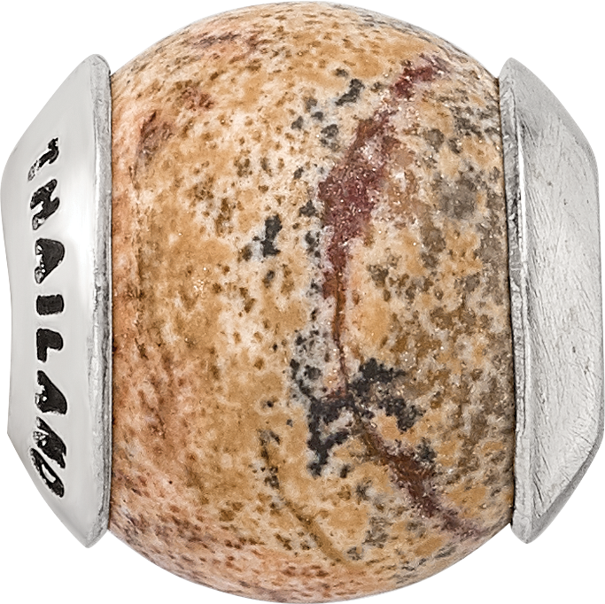 Sterling Silver Reflections Picture Jasper Stone Bead Size: 10.91MM X 11.82MM