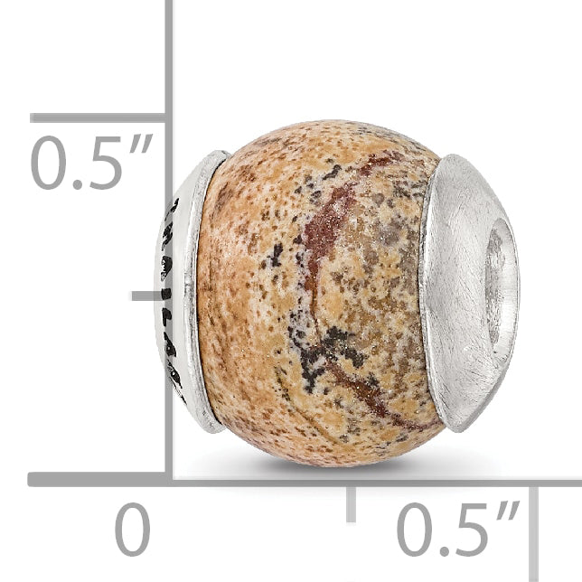 Sterling Silver Reflections Picture Jasper Stone Bead Size: 10.91MM X 11.82MM