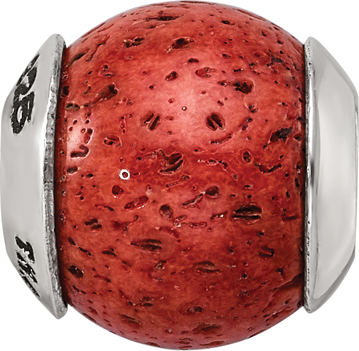 Sterling Silver Reflections Coral Stone Bead Size: 10.91MM X 10.91MM
