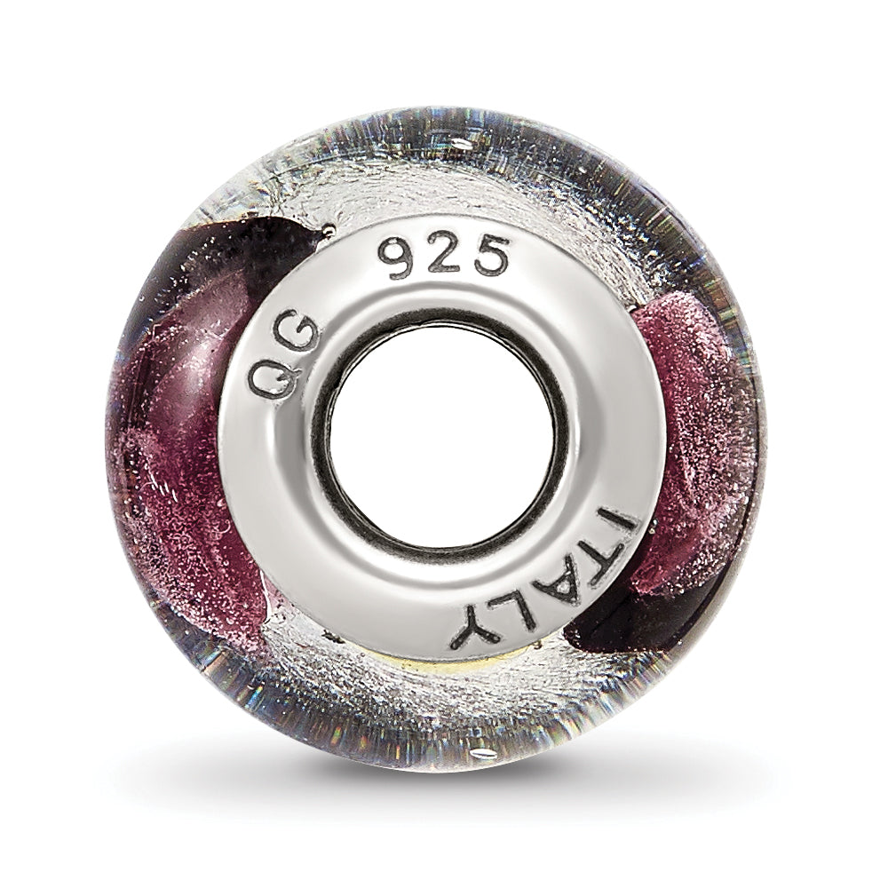 Sterling Silver Reflections White/Lavender/Blck Italian Murano Bead Size: 13.64MM X 10.91MM