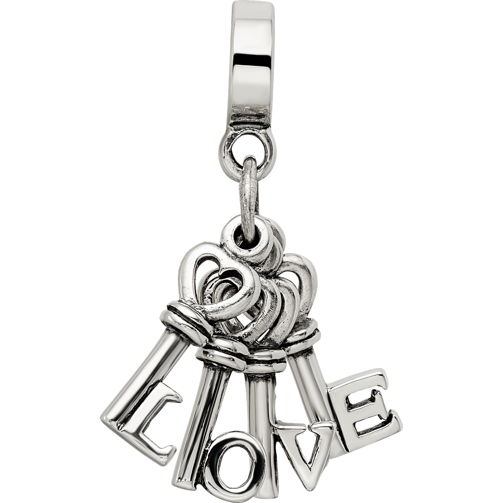 Sterling Silver Reflections Love Keys Dangle Bead