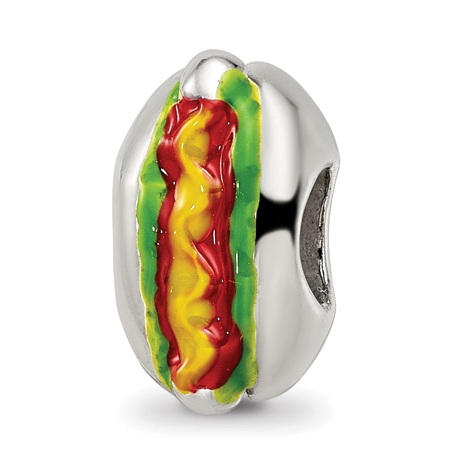 Sterling Silver Reflections Enameled Hot Dog Bead Size: 11.82MM X 7.27MM
