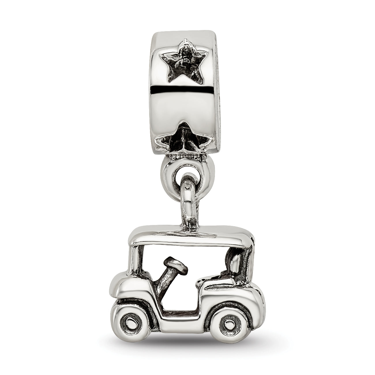 Sterling Silver Reflections Golf Cart Dangle Bead Size: 17.27MM X 9.09MM