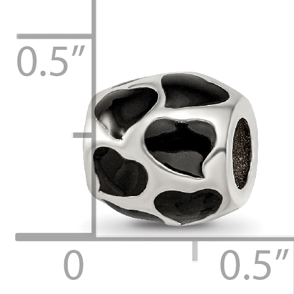 Sterling Silver Reflections Black Enameled Hearts Bead Size: 9.09MM X 9.09MM