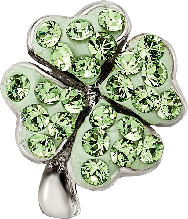 Sterling Silver Reflections Light Green Preciosa Crystal Clover Bead Size: 11.82MM X 9.09MM