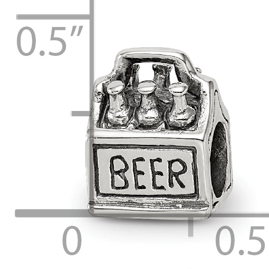 Sterling Silver Reflections 6-pack Beer Bead Size: 10MM X 8.18MM