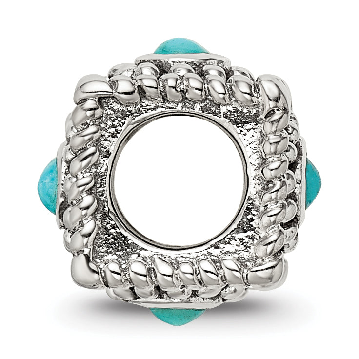 Sterling Silver Reflections Square 4 Stone Turquoise Bead Size: 10MM X 7.27MM