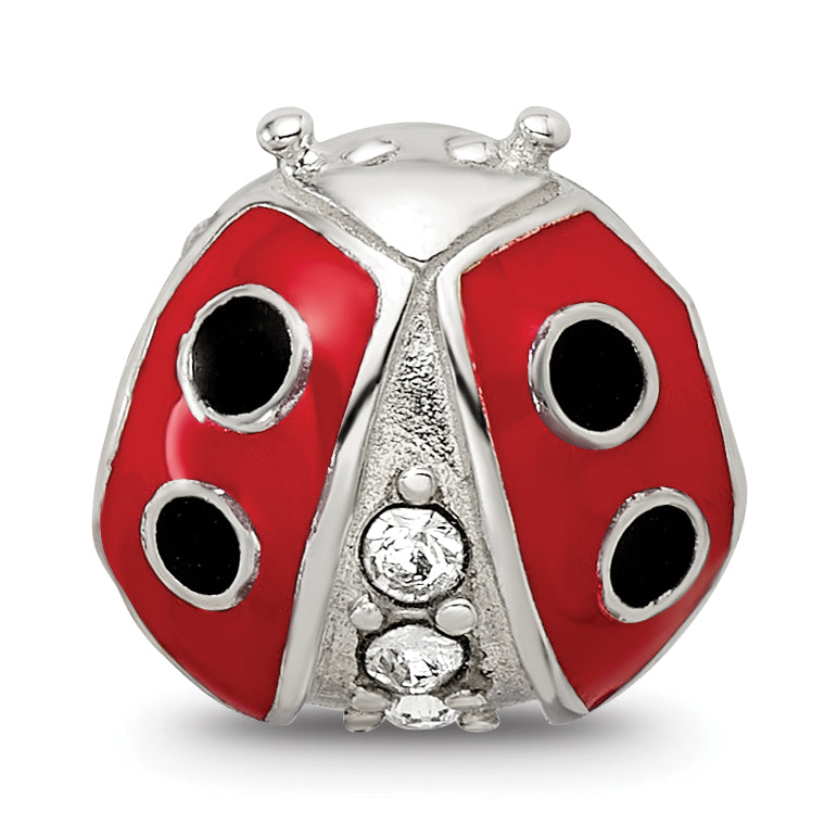 Sterling Silver Reflections Enameled Ladybug w/ Preciosa Crystal Bead Size: 10MM X 10MM