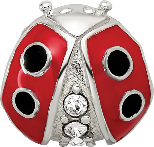 Sterling Silver Reflections Enameled Ladybug w/ Preciosa Crystal Bead Size: 10MM X 10MM