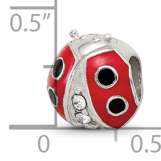 Sterling Silver Reflections Enameled Ladybug w/ Preciosa Crystal Bead Size: 10MM X 10MM