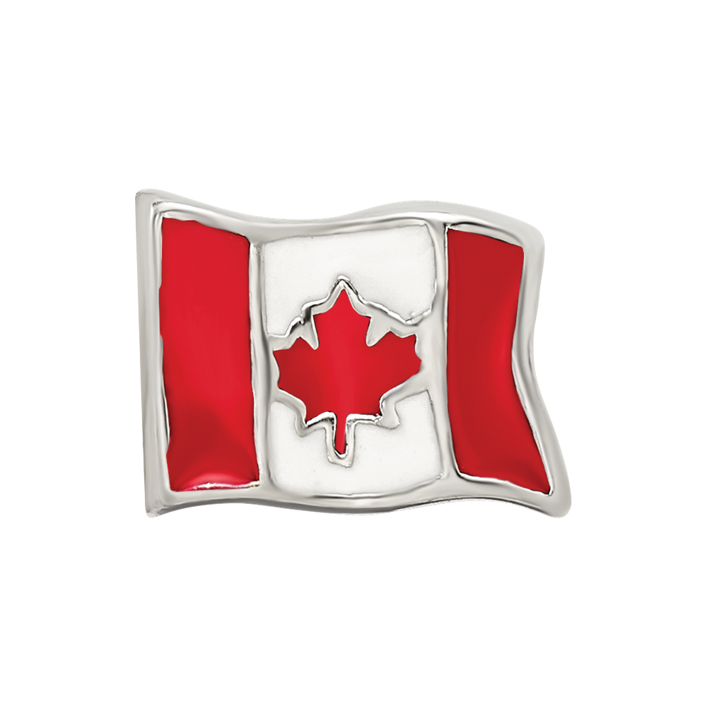 Sterling Silver Reflections Enameled Canada Flag Bead