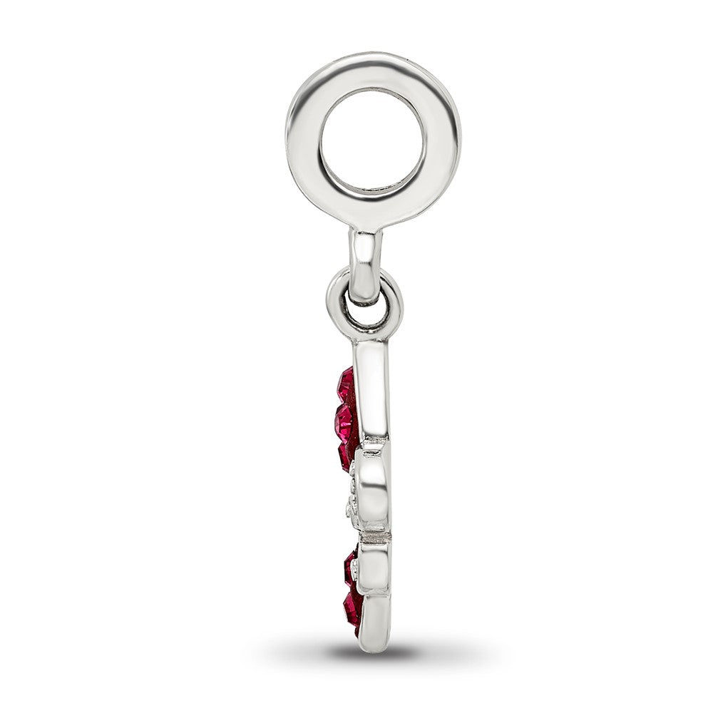 Sterling Silver Reflections Red Preciosa Crystal Fleur De Lis Dangle Bead