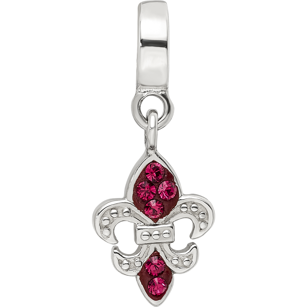 Sterling Silver Reflections Red Preciosa Crystal Fleur De Lis Dangle Bead