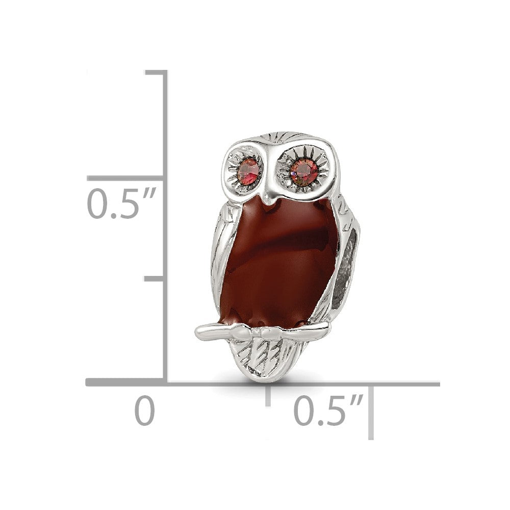 Sterling Silver Reflections Brown Enameled Wise Owl Bead