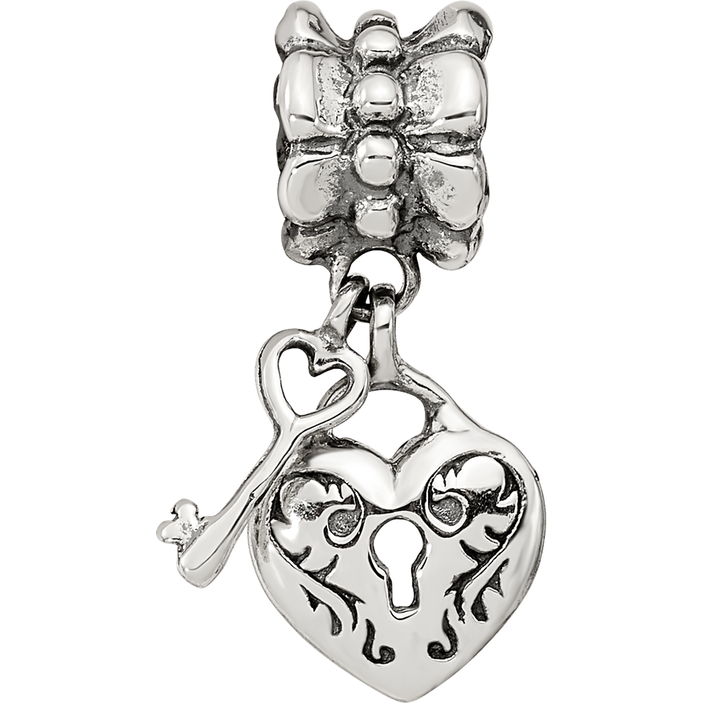 Sterling Silver Reflections Heart & Key Dangle Bead