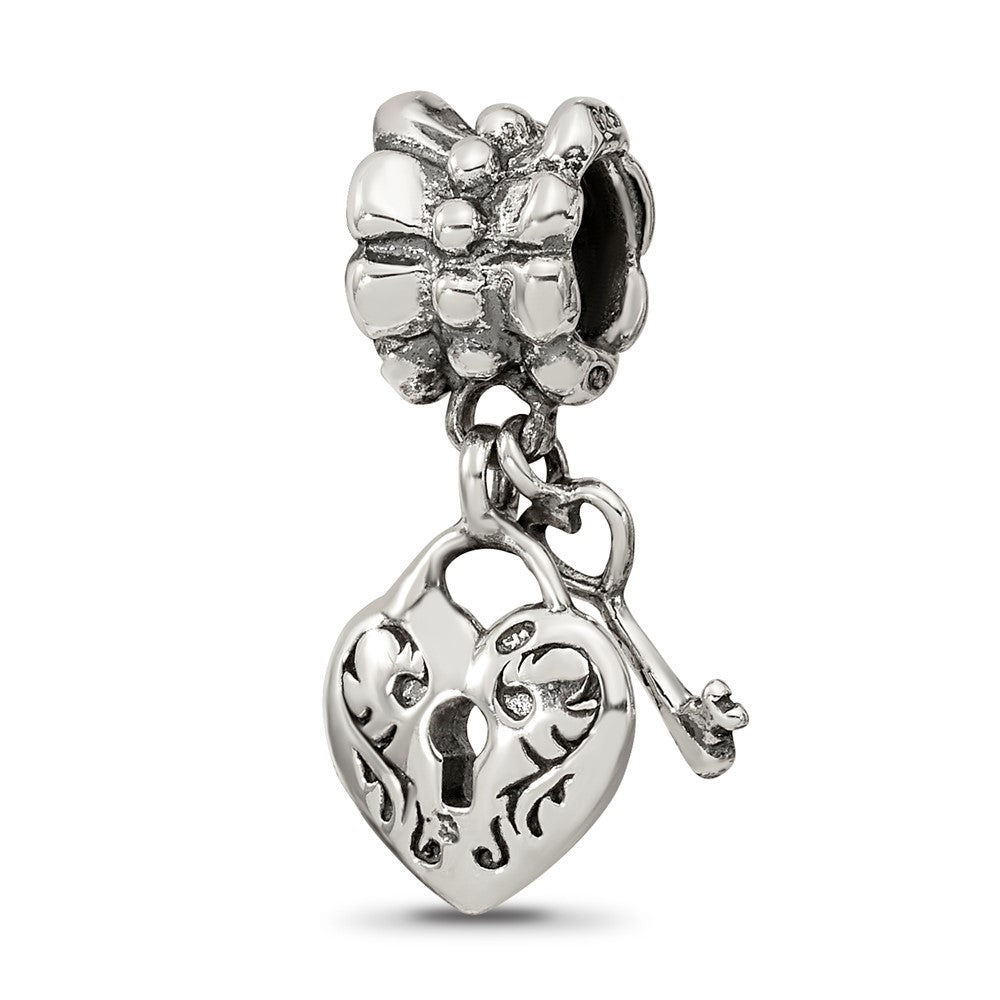 Sterling Silver Reflections Heart & Key Dangle Bead