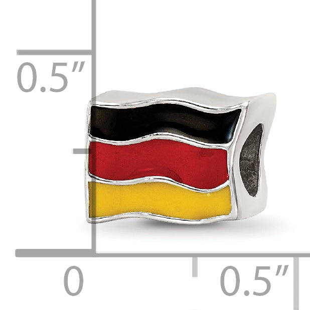 Sterling Silver Reflections Enameled Germany Flag Bead Size: 7.27MM X 10MM