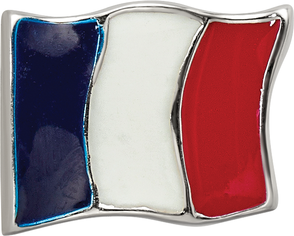 Sterling Silver Reflections Enameled France Flag Bead Size: 7.27MM X 10MM