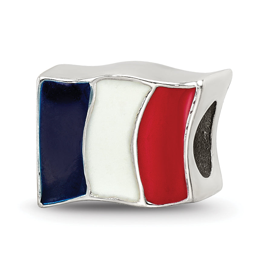 Sterling Silver Reflections Enameled France Flag Bead Size: 7.27MM X 10MM