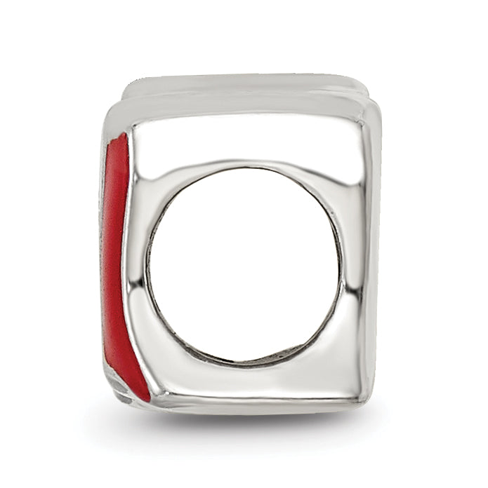 Sterling Silver Reflections Enameled Mexico Flag Bead Size: 7.27MM X 10MM