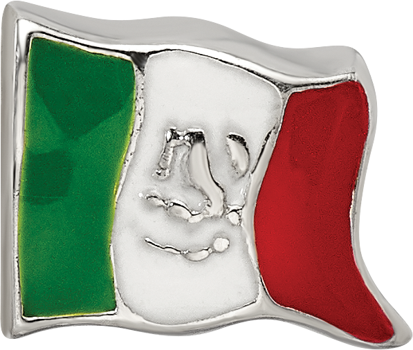 Sterling Silver Reflections Enameled Mexico Flag Bead Size: 7.27MM X 10MM