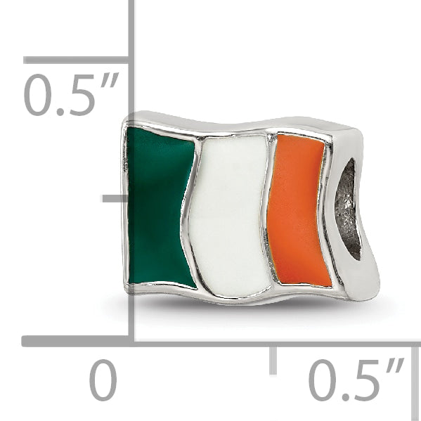 Sterling Silver Reflections Enameled Ireland Flag Bead Size: 7.27MM X 10MM
