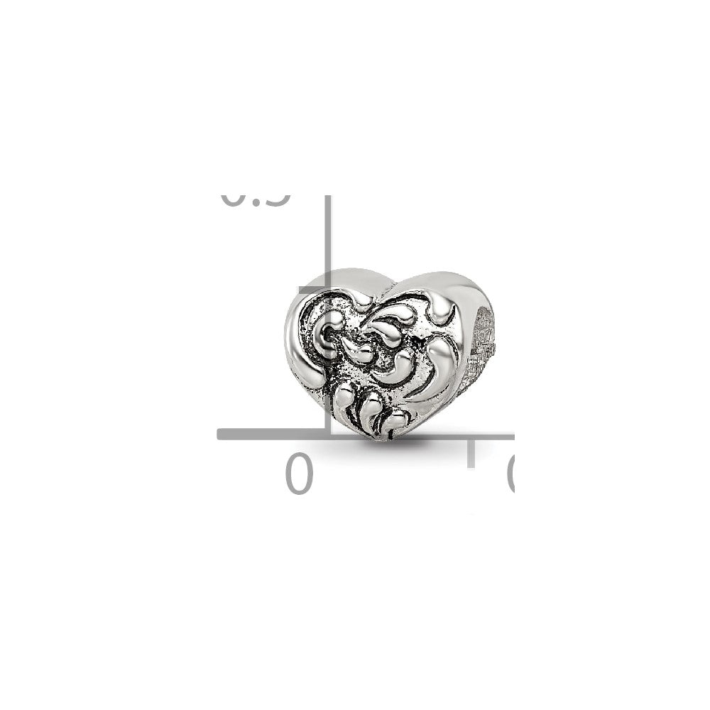 Sterling Silver Reflections Scroll Heart Bead