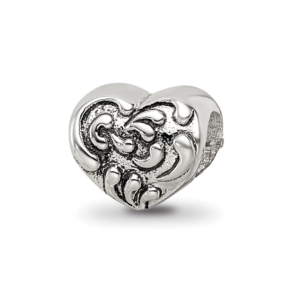 Sterling Silver Reflections Scroll Heart Bead