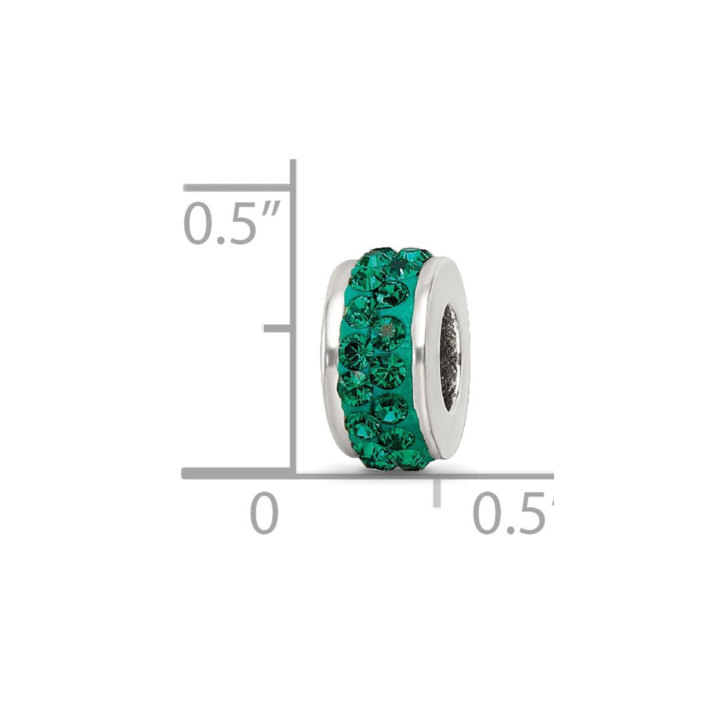 Sterling Silver Reflections Green Double Row Preciosa Crystal Bead