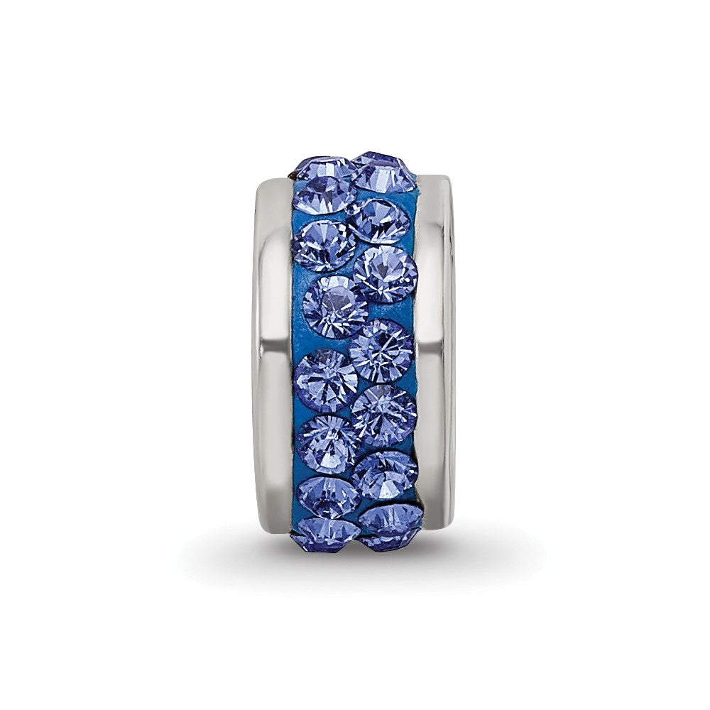 Sterling Silver Reflections Blue Double Row Preciosa Crystal Bead