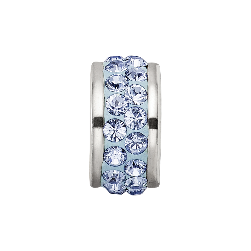 Sterling Silver Reflections Light Blue Double Row Preciosa Crystal Bead