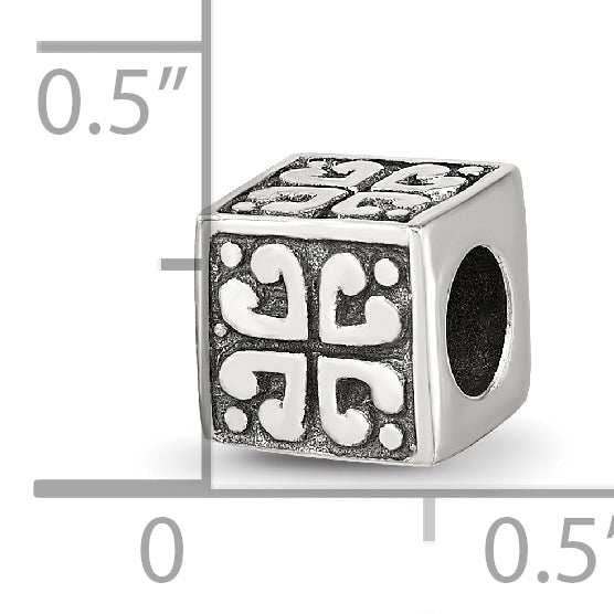 Sterling Silver Reflections Heart Cube Bead Size: 7.27MM X 7.27MM