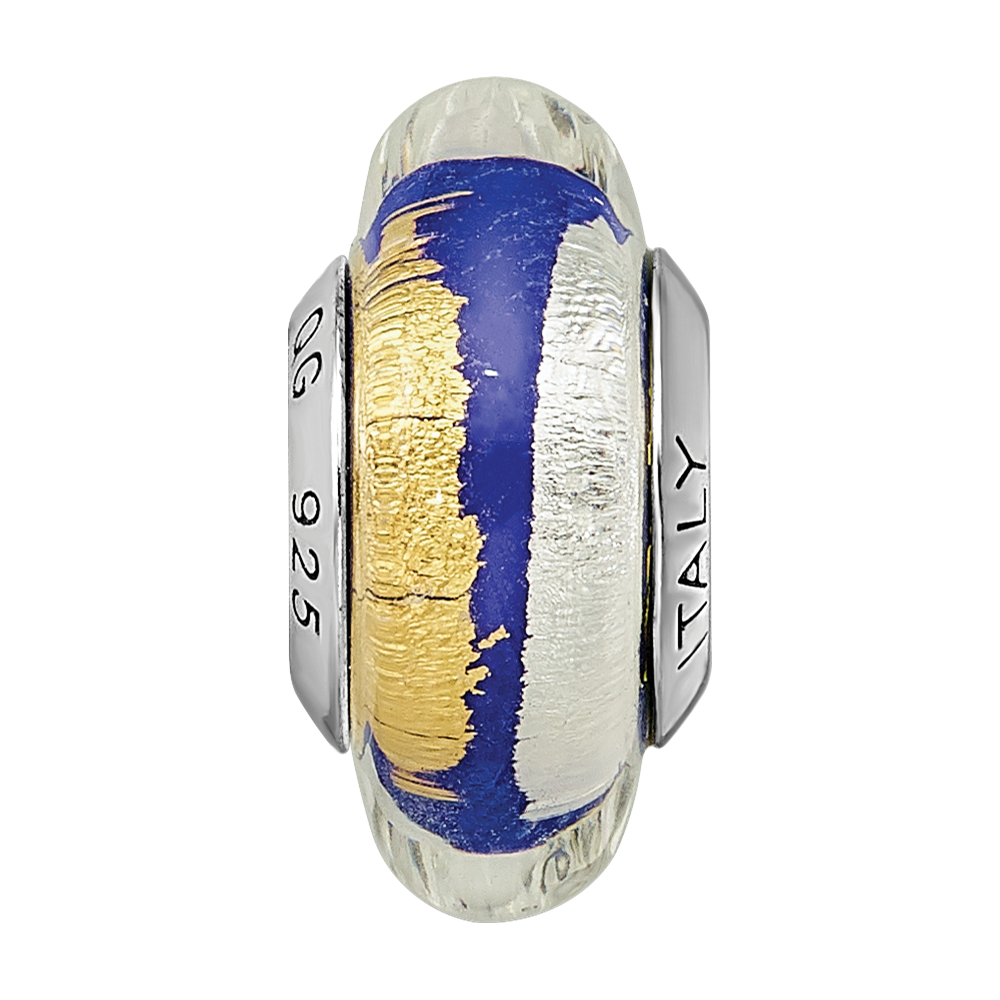 Sterling Silver Reflections Blue/Gold/Silver Italian Murano Bead