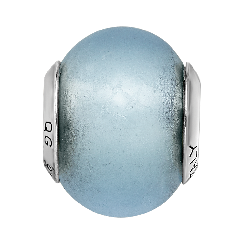 Sterling Silver Reflections Light Blue Matte Italian Murano Bead