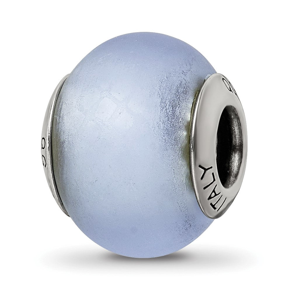 Sterling Silver Reflections Light Blue Matte Italian Murano Bead