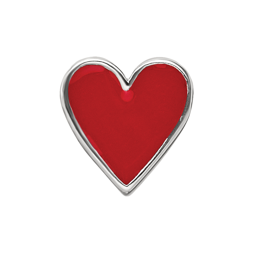 Sterling Silver Red Enameled Heart Reflections Bead